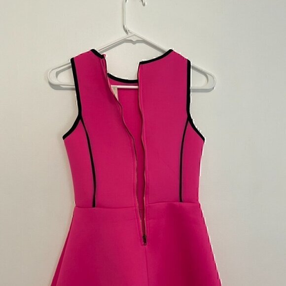 NEW NWT MONTEAU Neon Pink w/ Black Trim Sleeveless Mini Scuba Fit & Flare Dress - Picture 12 of 14